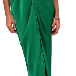 PRETTYGARDEN Women's Satin Ruched Bodycon Dress Summer 2023 Twist Front V Neck Sleeveless Split Maxi Dresses
